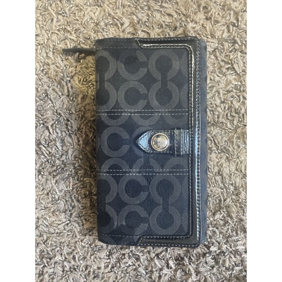 Coach Other - Coach Snap Closure Signature Slim Envelope Wallet Fabric Leather Trim 8x4” (B)